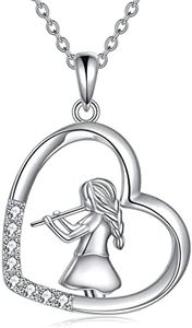 YFN 925 Sterling Silver Treble Clef G Musical Music Note Jewelry Pendant Necklace 18", Sterling Silver, no information