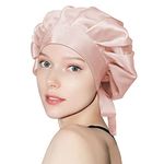 OLESILK 25 Momme Silk Bonnet for Sleeping Bowknot, 100% Mulberry Double-Side Silk Hair Wrap for Sleeping, Silk Sleep Cap for Curly Hair, Silk Hair Bonnet for Women, Pink