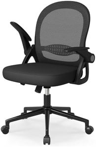 naspaluro Home Office Chair Ergonomic Desk Chair Swivel Computer Chair Mid-Back Mesh Chair with Flip-up Armrests and Lumbar Support for Home/Office - Black