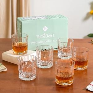 Nestasia Old Fashioned Whiskey Glasses Set of 6 (230ml Each) | Thick-Walled, Wide Mouth, Durable & Dishwasher Safe | Perfect for Bourbon, Whiskey, Scotch, Cocktails & Gifting