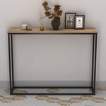 URBNLIVING Wooden Hallway Console Table with Metal Legs (Dark Rustic Oak)