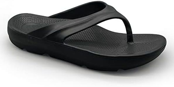 Pure Stride Therapeutic Flip Flops, Orthotic Thong Sandals for Plantar Fasciitis, Metatarsal and Heel Spurs, Feet Pain Relief and Arch Support, Black, Men’s 9/Women’s 10