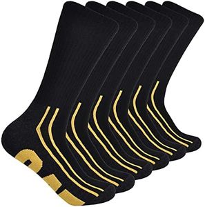Caterpillar Men's 6-Pack Half Cushioned Crew Socks, Black Logo (6 Pack), Large (Pack of 6)