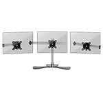 Duronic Triple Monitor Arm Stand Desk Mount DM753 | Freestanding PC Screen Riser Silver For 3 8kg Display 15-24 Inch VESA 75 100 | 21 22 24 Inches