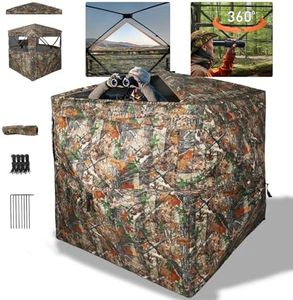 FUNHORUN Hunting Blind Top See Through with Skylight and Roof Cover, 360 Degree View Ground Blind for Hunting, 2/3 Person Pop Up 58" Camouflage Deer/Turkey Tent