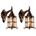 Rustic Amber Glass Wall Sconce 2-Pack, Bronze Brushed, Industrial Farmhouse Lamp Porch Lighting Waterproof Retro Lamp for Indoor Bedroom Living Room Outdoor（NO Bulb）