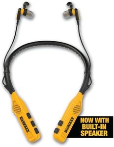 DEWALT 2-in-1 Neckband Bluetooth Headphones w/Built-in Speakers, Jobsite Wearable Speaker & Around Neck Headphones, Wireless Bluetooth Headset, 60+ Hrs, Hands-free Music & Calls, Carry Pouch Included