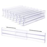 Vtopmart 8 Pack Drawer Dividers, 3.2" High Expandable from 12.2-21.4" Adjustable Drawer Organisers，Clear Plastic Drawers Separators for Clothing, Kitchen Utensils and Office Storage