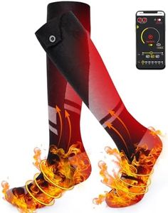 Coikes Heated Socks Rechargeable 5V 5000mAh Battery Electric Socks for Men Women APP Control Thermal Foot Warmers 3 Heat Settings Washable Warm Foot Socks for Winter Sport Skiing Outdoors Camping