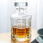 kddigz Glass Decanter with Airtight Geometric Stopper - Whiskey Decanter for Wine, Bourbon, Brandy, Liquor, Juice, Water, Mouthwash. Italian Glass 1000ml (Square (India))