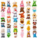 40 Pieces Mini Plush Animals Toys Set Animal Plush Toys Stuffed Animals Set Stuffed Animals Bulk Tiny Stuffed Animals for Themed Parties Valentine's Day Supplies Presents Goody Bags