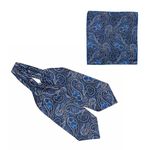 The Tie Hub Men's Ascot Empire Blue Paisley Cravat Tie and Pocket Square Combo Set