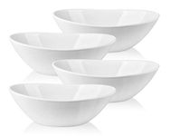 LIFVER 9" Serving Bowls for Thanksgiving, 36 OZ Porcelain Serving Dishes for Entertaining, Large Bowls Set for Soup Salad Side Dishes Pasta, Good Size for Christmas Dinner Party, Set of 4, White