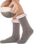 Women Slipper Socks Fuzzy Fluffy Cozy Cabin Winter Fleece Soft Warm Comfy Thick Christmas Gift Stocking Stuffer for Women Non Slip Grip Socks(Grey)