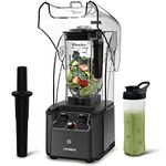 CRANDDI Commercial Quiet Blender 2200Watt for Kitchen with Soundproof Shield Cover, Heavy Duty High Speed Blender with 80oz Pitcher and Self-Cleaning, K90 (Grey)