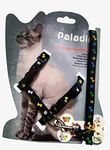 The DDS Store Cat Harness, Adjustable Harness Nylon Strap Collar with Leash, Cat Leash and Harness Set, for Cat and Small Pet Walking Small Cat and Pet Nylon Fancy Pattern Harness Leash (Black Print)