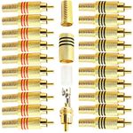 RUNCCI-YUN 20 Pack rca plug Audio Video Connectors, rca plug solder(Gold Plated) Speaker Phono RCA For Multimedia and CCTV