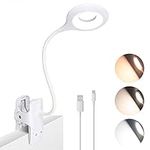 Clip On Reading Light, 28 LED Eye Protect Book Light, 3 Colour * 3 Brightness Bed Reading Light with Flexible Neck, USB Rechargeable Reading Lamp,Touch Control Bed Lamp