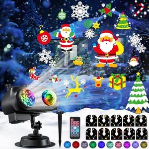 Glowlit Christmas Projector Light Outdoor Replaceable Pattern Xmas Projector Light Indoor Ip65 Waterproof for Thanksgiving, Christmas, Halloween, Valentine's Day, and Birthday Gifts