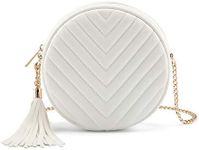 Ayliss Women Crossbody Shoulder Bag Circle Tassel Purse Clutch Evening Small PU leather Handbag Fashion Wallet With Chain, White #1, One Size