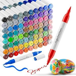 WELLOKB Acrylic Paint Markers,80 Colors Acrylic Markers,Dual Tip Paint Pens for Painting Rocks,Fabric,Wood, Glass,Coloring Books,Paper,DIY Crafts Art School Supplies for Adult,Drawing Pens