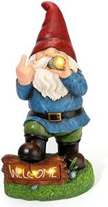 Garden Decor Resin Gnomes 13.5 Inch Tall Solar Large Inappropriate Funny Gifts Outdoor Gnome Statues for Yard Lawn Decor
