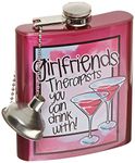 Spoontiques Hip Flask, Girlfriends" Pink 7 Ounces