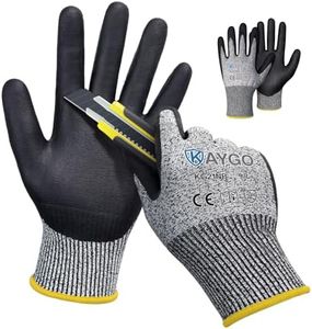 KAYGO Cut Resistant Gloves, MicroFoam Nitrile Coated, ANSI Cut level A3,Superior Grip Performance,Safety Work Gloves For Men and Women,KG21NB, 2 Pairs Grey, Large