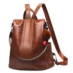 INOVERA (LABEL) 20 Ltrs Girl's Vegan Leather Travel Anti Theft Backpack With Shoulder Strap, 31.5L X 14.5B X 33H Cm (Brown)