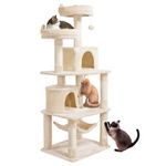 Yaheetech 158cm Multi-Level Cat Tree Tower Large Kitten Scratching Posts with Condos/Perches/Hammock Broad-Space Kitten Activity Centre, Beige