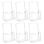 HIIMIEI Acrylic Brochure Holder 4''x6'', Clear Brochure Display Stand, Plastic Display Stand for Flyers, Magazine, Pamphlets, Booklets, Menu, Journals 6Pack