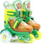 Adjustable Roller Skates for Kids Boys 5-12, Children's Light-Up Shoes Toddler Age 3-5 Gift Box Packing for Toddlers Dinosaur Green