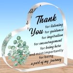 AMZQ Thank You Gift - Heart-Shaped Acrylic Desk Decor with Appreciation Message for Women Men, Teacher, Coworkers, Friend, Boss - Ideal Birthday, Christmas & Office Present for Teachers & Friends