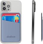 doeboe Leather Phone Card Holder for Back of Phone, Credit Card Case Stick on Cell Phone, Strongly Adhesive Phone Wallet Sleeve, Compatible with iPhone14, Samsung, Android, All Smartphones (Gray Blue)