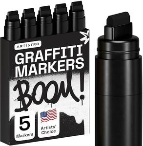 ARTISTRO 5 Black Acrylic Paint Pens, Acrylic Paint Markers Jumbo Tip, Fabric Markers for Textile, Canvas, Rock, Glass, Wood, Paper, DYI, Paint Markers for Kids and Adults