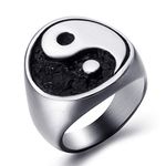 Elfasio Chinese Yin Yang Rings Men's Stainless Steel Symbol Vintage Jewelry Size 10