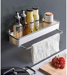 Yarax Bathroom Shelf Adhesive Wall Mounted Shampoo Shower Shelves Holder Kitchen Storage Rack Organizer with Towel Bar Bath Caddy Shower Storage Wall Shelves Organizer Accessories