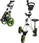 Caddymatic Golf X-TREME 3 Wheel Push/Pull Golf Cart with Seat White/Green