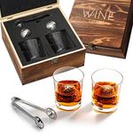 Golf Gifts for Men Golfer, 4X Whiskey Golf Balls & Tongs, Set in Premium Wood Gift Box Birthday, Anniversary for Dad Him Husband, Reusable Stainless Steel Golf Ice Balls Whiskey Accessories Golf Lover