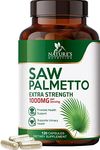 Saw Palmetto 1000mg - Premium Prostate Health Support Supplement for Men - Natural Saw Palmetto Powder Extract for Hair Growth Support - Extra Strength Saw Palmetto Berries, Non-GMO - 120 Capsules