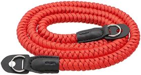 HITHUT Paracord Woven Camera Neck Shoulder Strap Belt Hand Compatible with Canon Nikon Sony Olympus Pentax Fujifilm Panasonic SLR DSLR Digital Mirrorless Cameras 42 inch Red