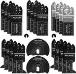 PECHAM 24PCS Universal Wood Metal Oscillating Multitool Quick Release Oscillating Blades Fit Porter Cable Black & Decker Rockwell Ridgid Ryobi Milwaukee Chicago Craftsman and More Oscillating Tools