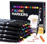 Adorfine 30 Fabric Pens Washing Machine 30 Color Fabric Pens Permanent for Cothes Fabric Markers Washable Resistant Fabric Paint Pens for Clothes Bag DIY Crafting