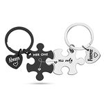 Heigebi Couples Gifts for Boyfriend from Girlfriend 2PCS Matching Puzzle Key Chain Romantic Keyring Relationship Gifts for Couples Christmas Valentine Day Wedding Anniversary Birthday Engagement