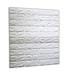 10PCS 3D Brick Wall Stickers, PE Foam Self-Adhesive Wallpaper Removable and Waterproof Art Wall Tiles for Bedroom Living Room Background TV Decor