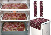 Yellow Weaves Combo of Exclusive Decorative Fridge Top Cover, 2 Fridge Handle Covers + 3 Fridge Mats (6 Piece Set)