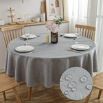 SPRICA Round Jacquard Tablecloth Water Resistance Solid Colour Heavy Weight Soft Table Cover, Machine Washable, Round 160cm, Grey