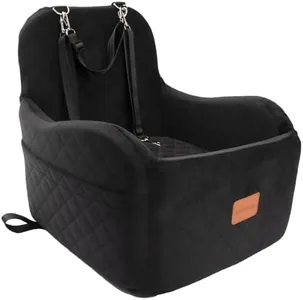 Lealchum Dog Booster Car Seat for Small/Medium Pets,Puppy Portable Car Seat with Elevated Cushion,Fully Detachable and Washable Pet Car Seat with 2 Storage Pockets,Easy to Install(Black, Medium)