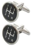 COLLAR AND CUFFS LONDON - PREMIUM Cufflinks WITH PRESENTATION GIFT BOX - Gear Stick - Perfect For Car Lovers - Solid Brass - Round Gear Knob - Black and White Colours