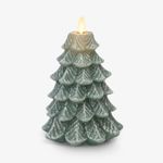 Luminara Christmas Tree Flameless Candle Glitter and Snow Finish Moving Flame Effect LED Candle, Timer, Remote Ready, Holiday Decoration (4.7" x 6.5", Iceberg Green)